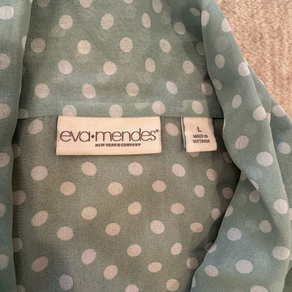New York & Company Polka Dot Blouse - Light Blue - Picture 6 of 7